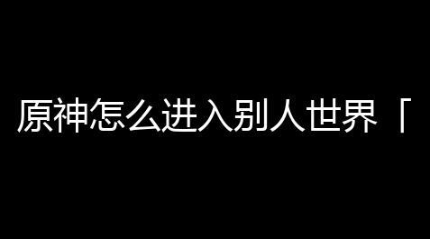原神怎么进入别人世界「原神怎么进5人世界游戏」,曙光英雄开挂教学